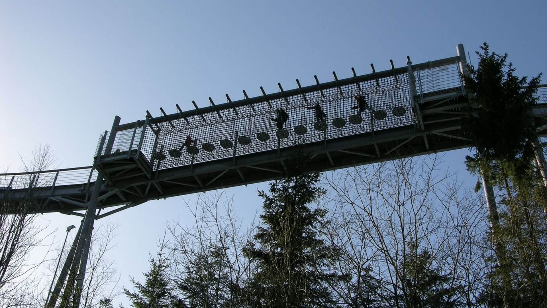 Klimmen op de Panorama Erlebnis Brücke in Winterberg op Erlebnisberg Kappe